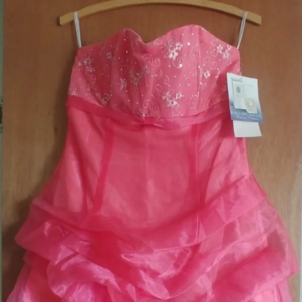 VINTAGE 80s Gunne Sax Jessica McClintock Strapless Pink Satin  Short Size 7